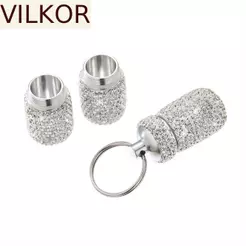 VILKOR Chaveiro Brilhante Para Comprimidos , Mini Caixa De Armazenamento De Fofa Portátil , Pingente De Garrafa Organiza