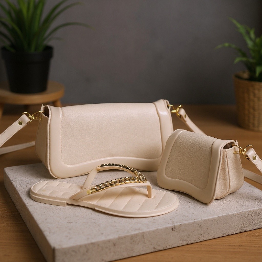 KIT GOLD BOLSA E CHINELO — Achadinhos de Encanto