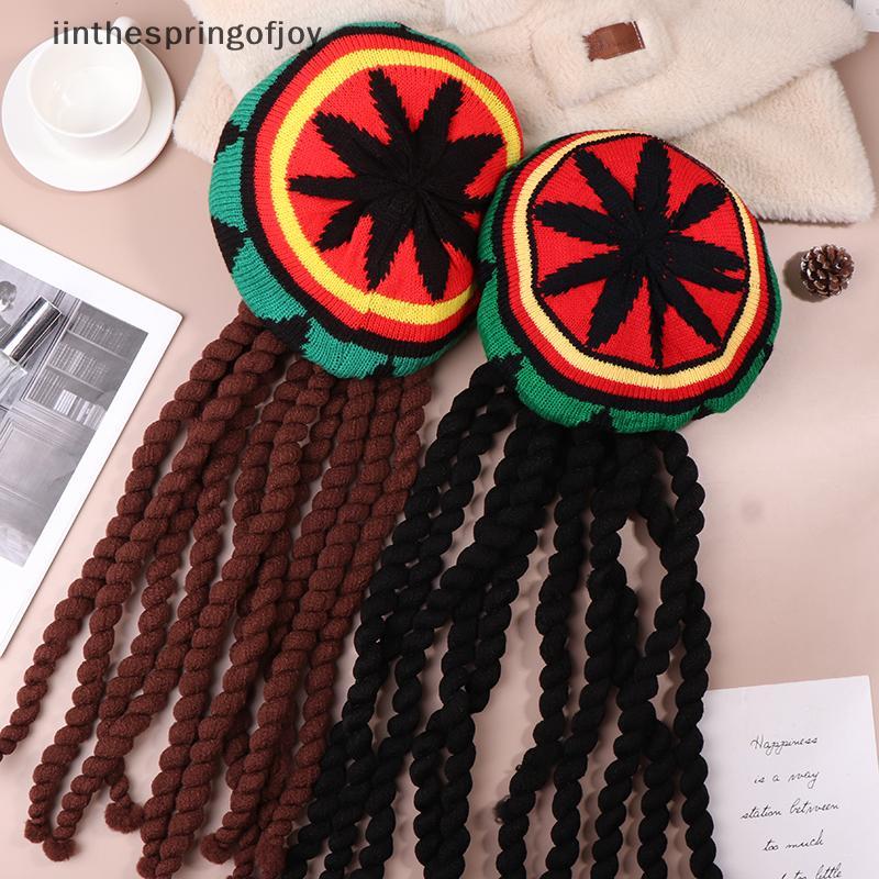 DHC Reggae Chapéu Com Dreadlos Confortável Trança Peruca Estilo Étnico Boina Lã Tricô Para Traje F