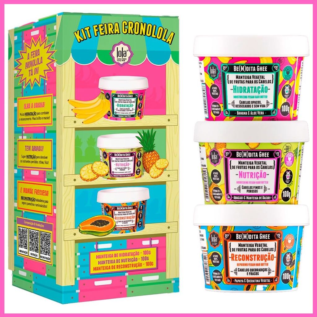 Kit Feira Cronolola Bemdita Ghee - 100g Nutrição Hidratação e Reconstrução Lola Cosmetics