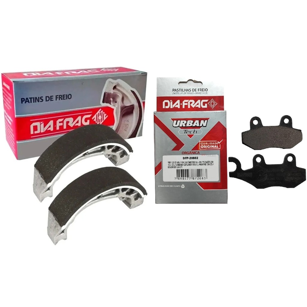 KIT PATIM FREIO + PASTILHA TWISTER HONDA CBX250 2001 2002 2003 2004 2005 2006 2007 2008 DIAFRAG