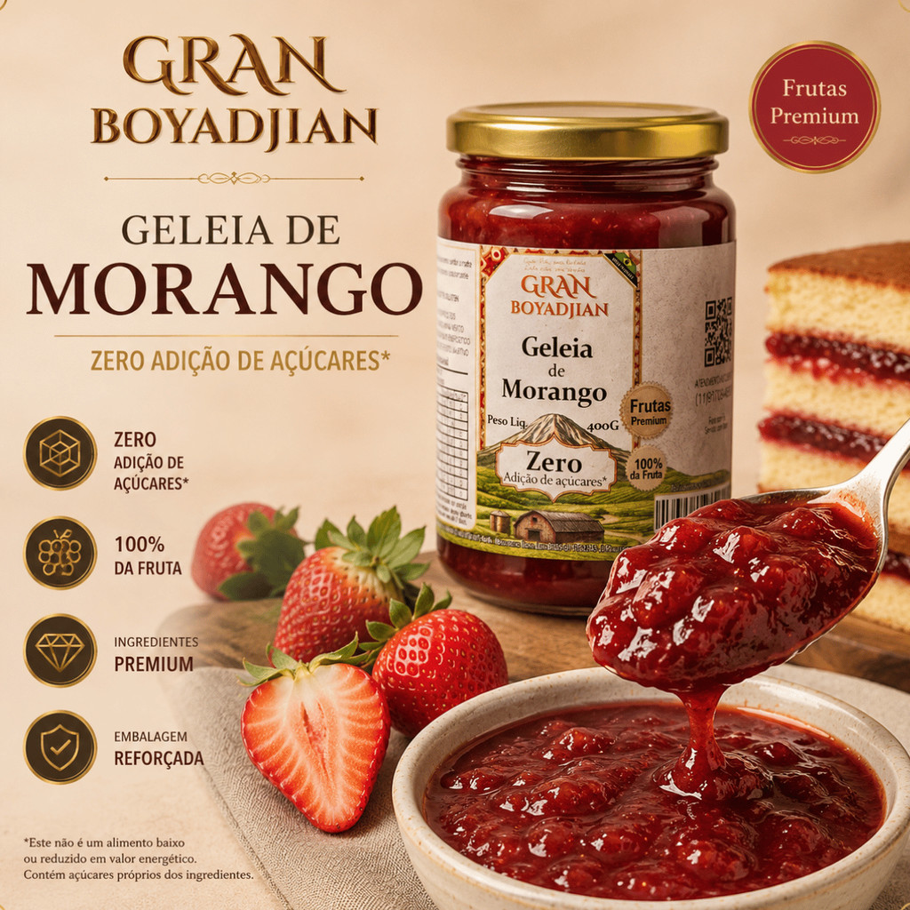 Geleia 100% da Fruta Zero Adição de Açúcar - Gran Boyadjian