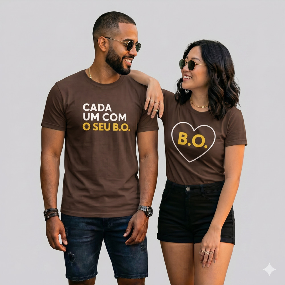 Kit 2 Camisetas Dia dos Namorados - Cada Um Com Seu B.O. Casal Divertida Engraçada