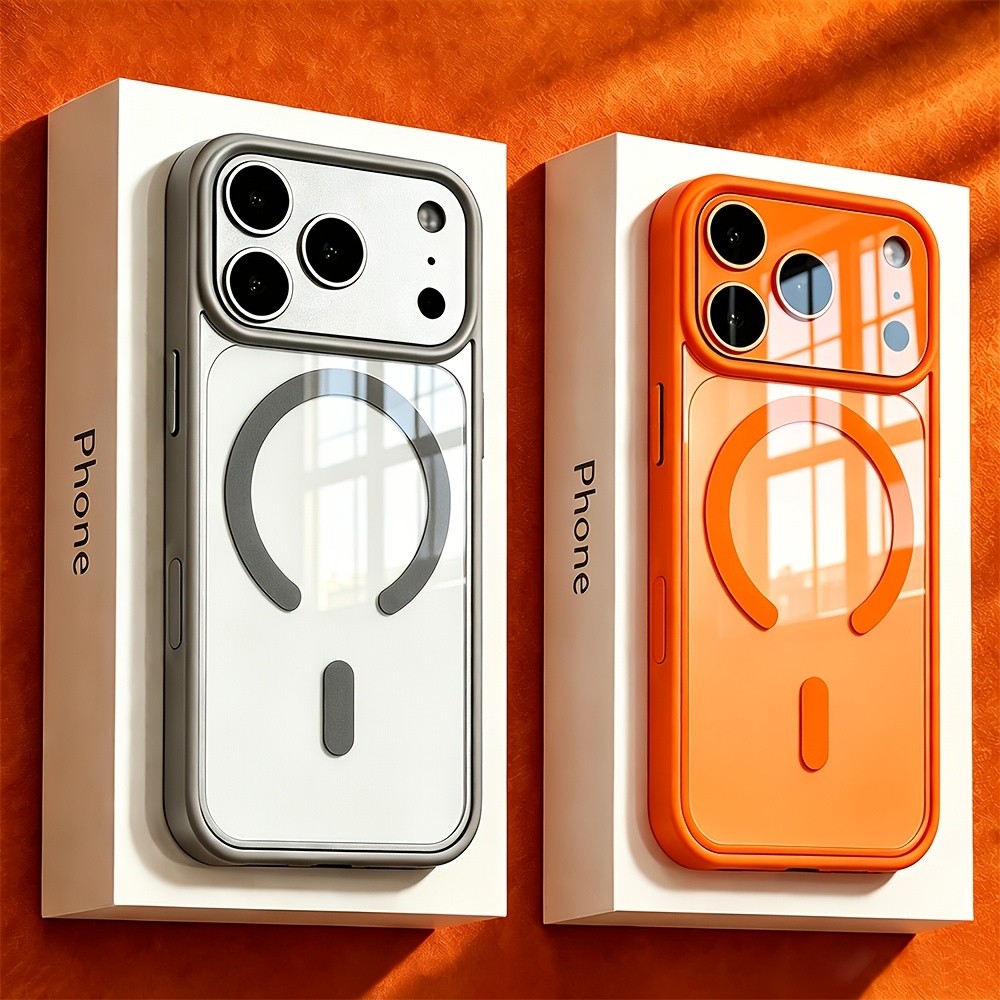 Capa de telefone: Capa de telefone de carregamento sem fio magnética transparente de luxo, compatível com iPhone 17/16/1