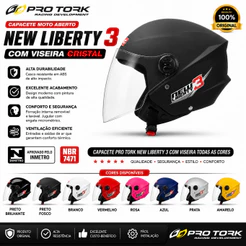 Capacete Moto Aberto Pro Tork Liberty 3 Cores Disponíveis