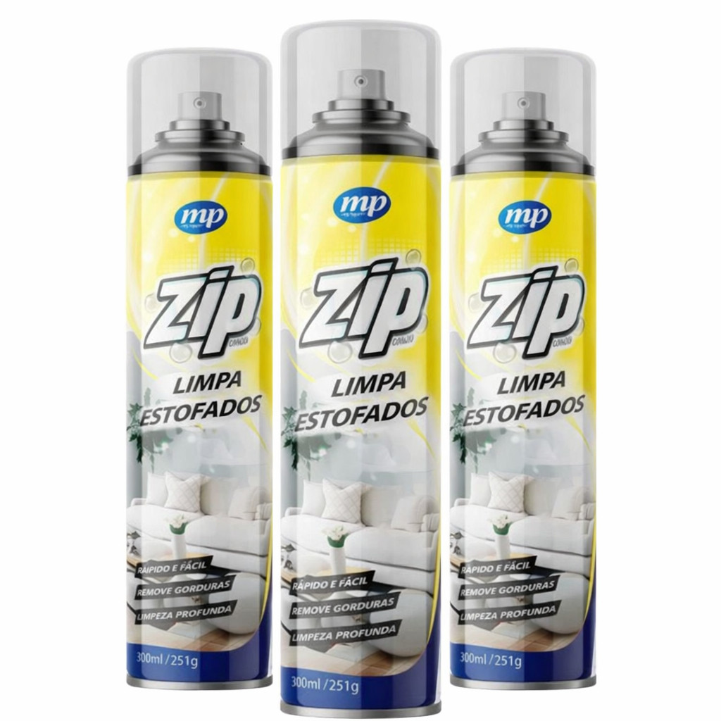 Limpa Estofados Zip Clean Spray Espuma a Seco Sofá Banco de Carro Tapete Remove Manchas