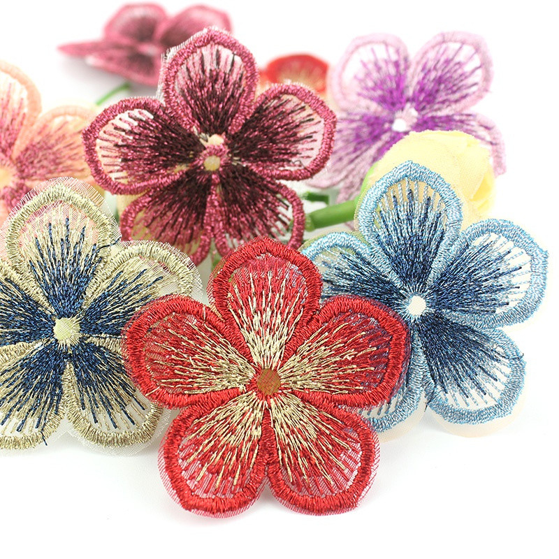 24 flores coloridas bordadas brilhantes de 4,5 cm, usadas para acessórios de cabelo e decoração de roupas DIY IDSQ