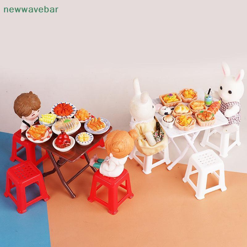 [HENGHOME] 1/12 Conjunto De Cadeiras De Mesa De Simulação De Casa De Bonecas Mini Móveis Decoração Acessórios Para Brinq