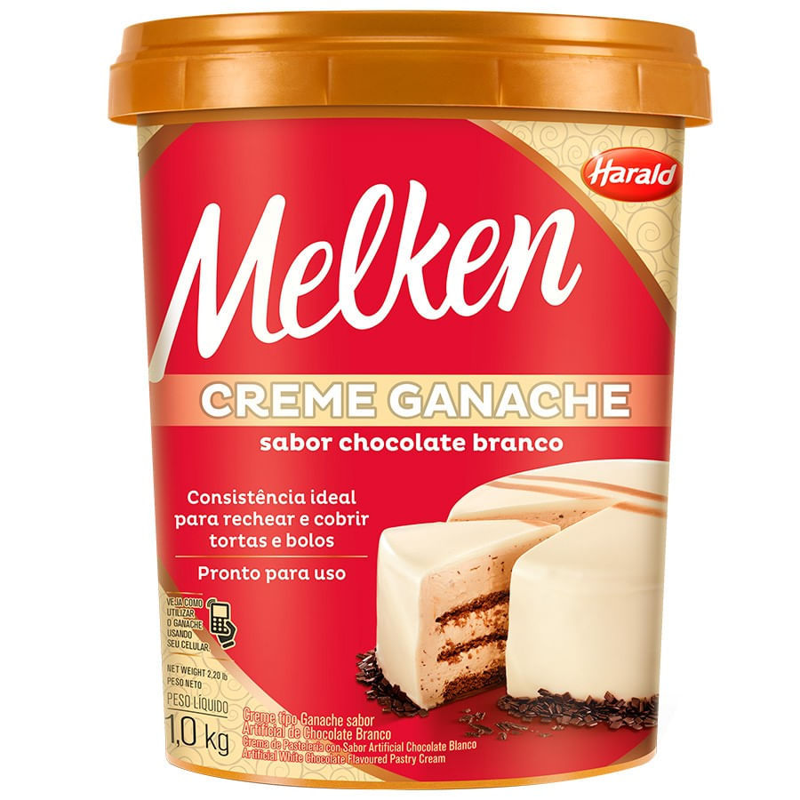 Creme Ganache Chocolate Branco Melken 1kg Harald