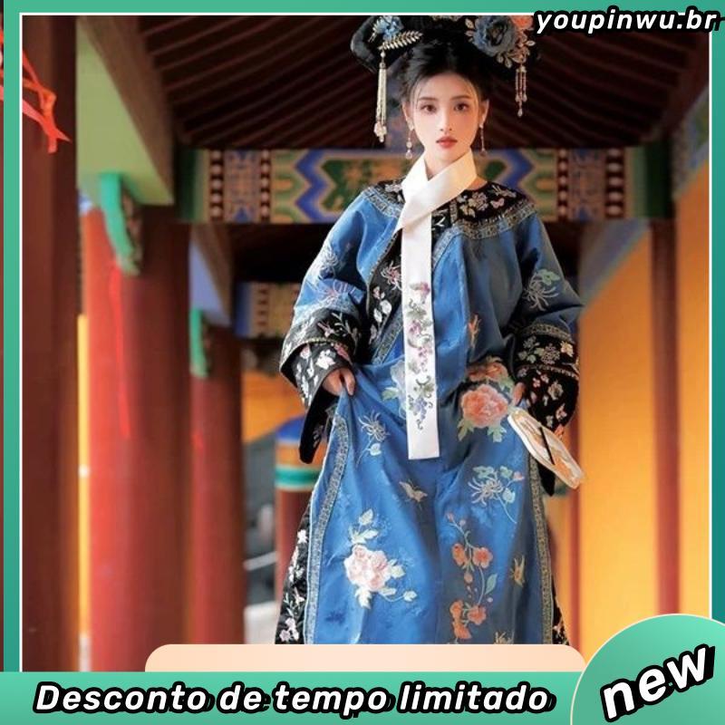 Concubina Dinastia Qing Roupas Femininas Dinastia Qing Roupas Bandeira Original Roupas Bandeira Indústria Pesada Impress