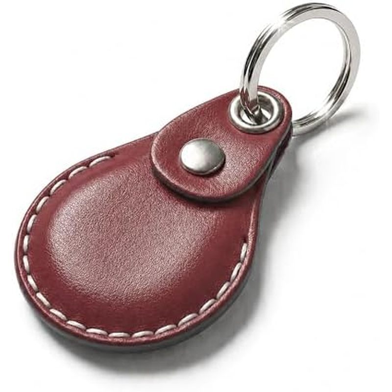 Porta-Chaves De Couro Genuíno VogDuo Para AirTag-Capa Protetora Oculta Feita À M