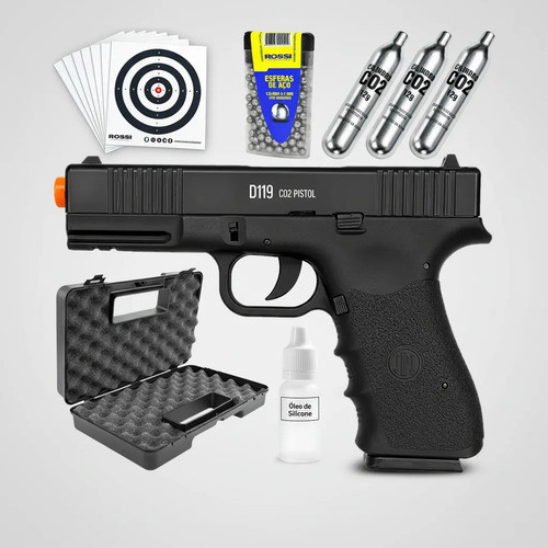 Pistola Pressão D119 Co2 Blowback 4.5mm Slide Metal + Case