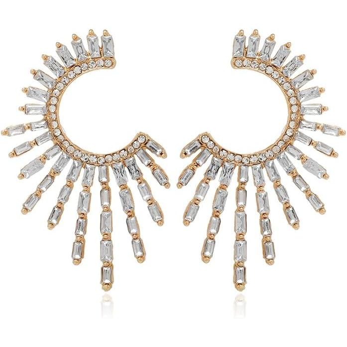 Brincos Pendentes em Forma de Sol Banhados a Ouro 18K com Zircônia Cúbica – Brincos Radiantes e Marcantes para Mulheres,
