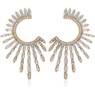 Brincos Pendentes em Forma de Sol Banhados a Ouro 18K com Zircônia Cúbica – Brincos Radiantes e Marcantes para Mulheres,