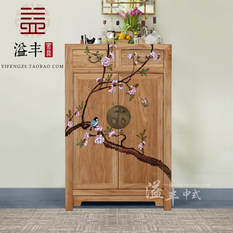 Moderno novo estilo chinês velho Elm laca-livre sapato armário de madeira maciça Zen armário de entrada pintado à mão Re