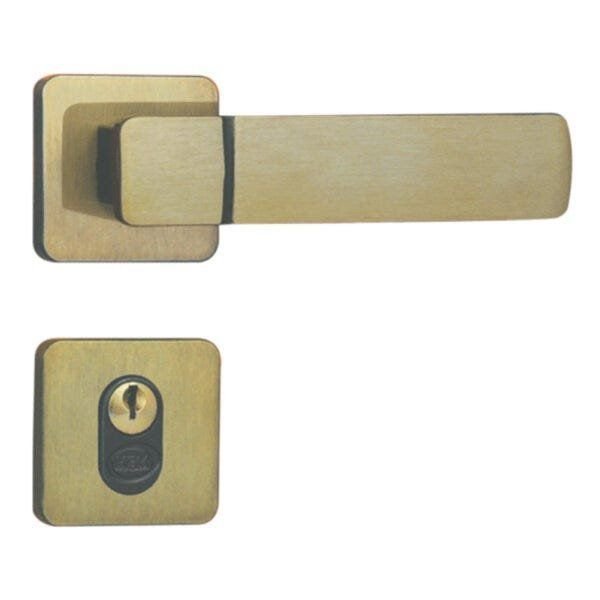 Fechadura para Porta de Entrada Externa com Roseta Capri 40mm MGM Rosa/Bronze Latonado Externa
