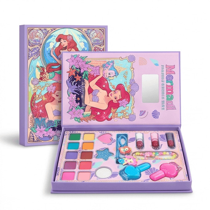 Kit De Maquiagem Infantil Sereia Estojo Maleta Presente Menina