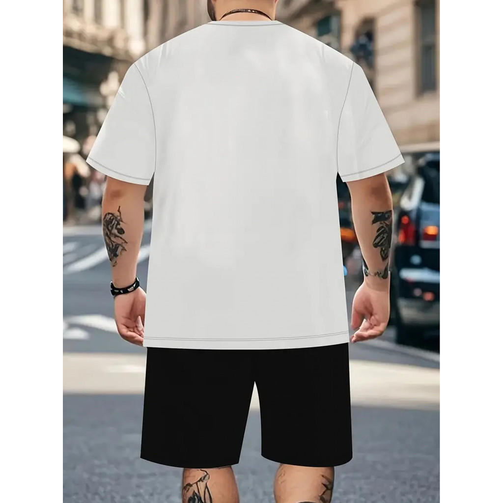 Conjunto Masculino Bermuda e Camiseta Manga Curta Verão estampado homem basquete 100% Algodão Treino Casual Estiloso — imagem 2 de 2