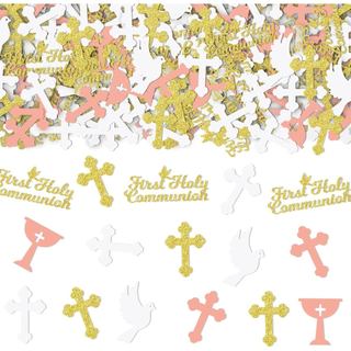 Decorações para Primeira Comunhão e Confirmação: 200 Peças de Confete para Comunhão, Decorações de Batismo para Meninas 