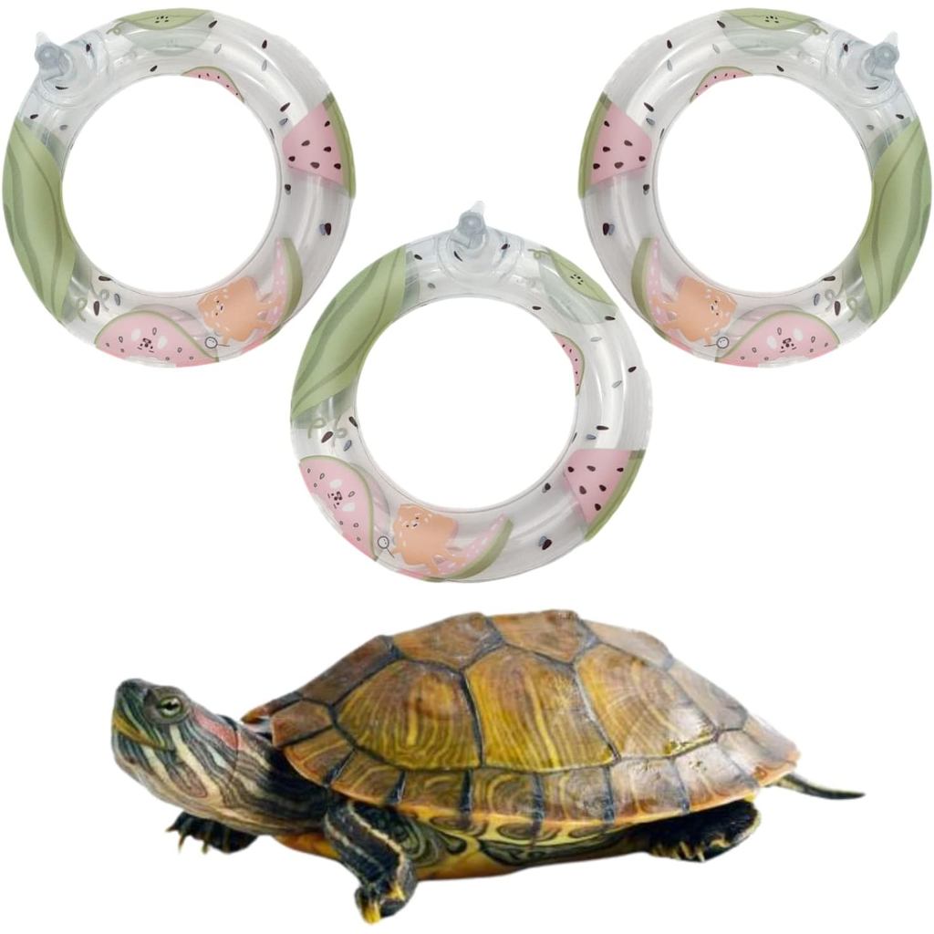 Conjunto de 3 Plataformas Flutuantes Infláveis para Tartarugas, Brinquedo Flutuante para Pequenos Animais, Anel de Nataç