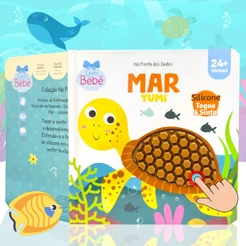 Livro Infantil Bebê Toque e Sinta Animais Marinhos Livro Sensorial Texturas Silicone Premium