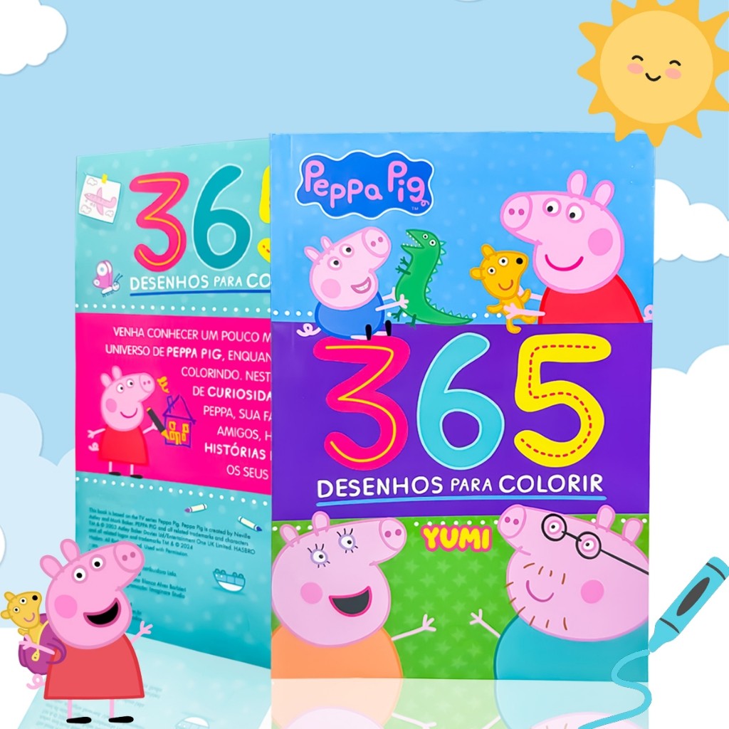 Livro Infantil 365 Desenhos Peppa Pig Caderno De Desenhos Colorir Pintura Oficial