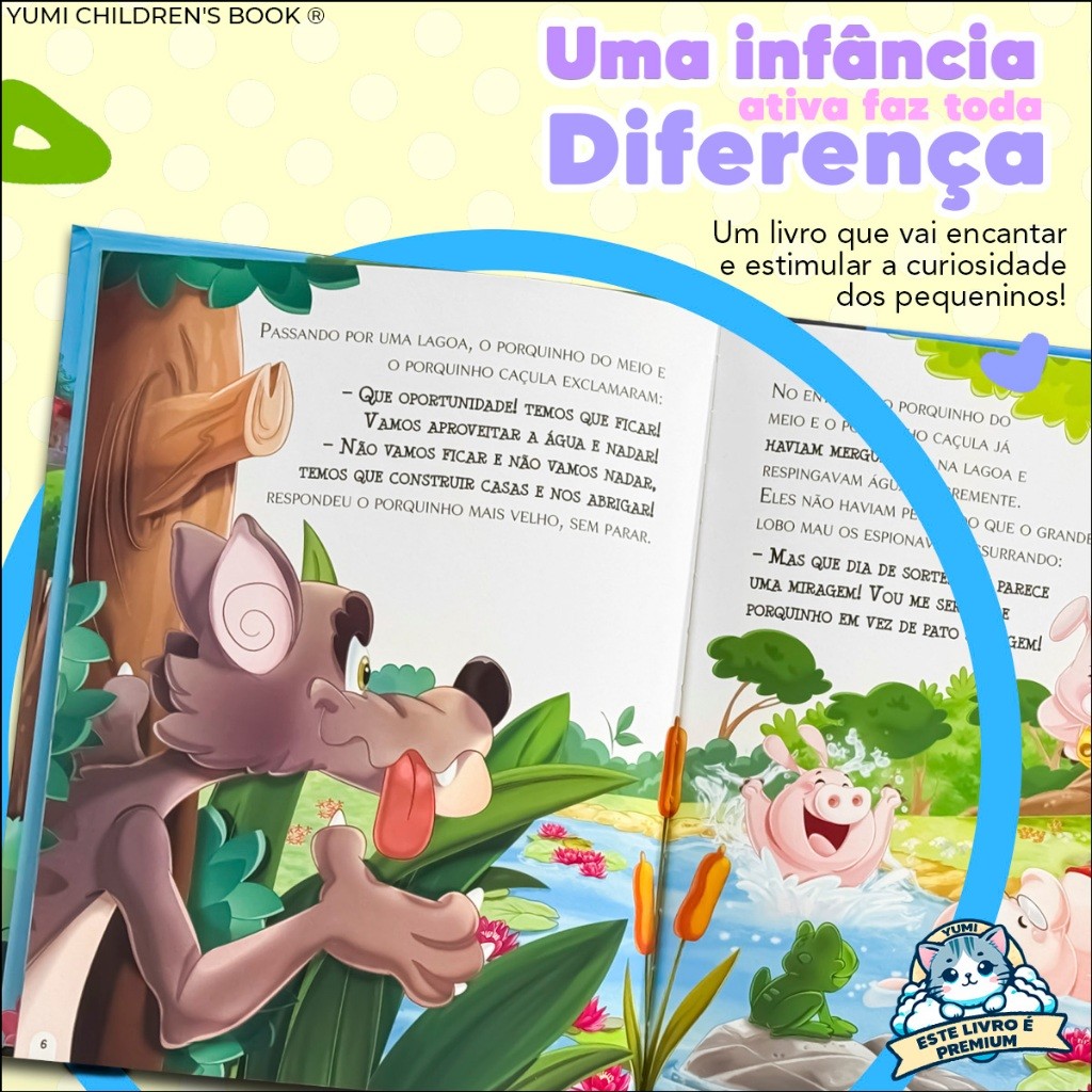 Livro Infantil Os Três Porquinhos Edição Presente Grande Conto Clássico para Crianças · foto 2