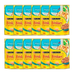 Kit 12 Ração Úmida para Gatos Friskies Adultos Sabor Atum ao Molho em Sachê 85g