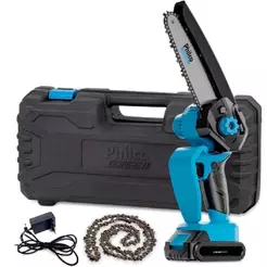 Mini Motosserra A Bateria Recarregável Force Philco Elétrica Sem Fio 21v Pmm216 3000Rpm 7 Acessórios