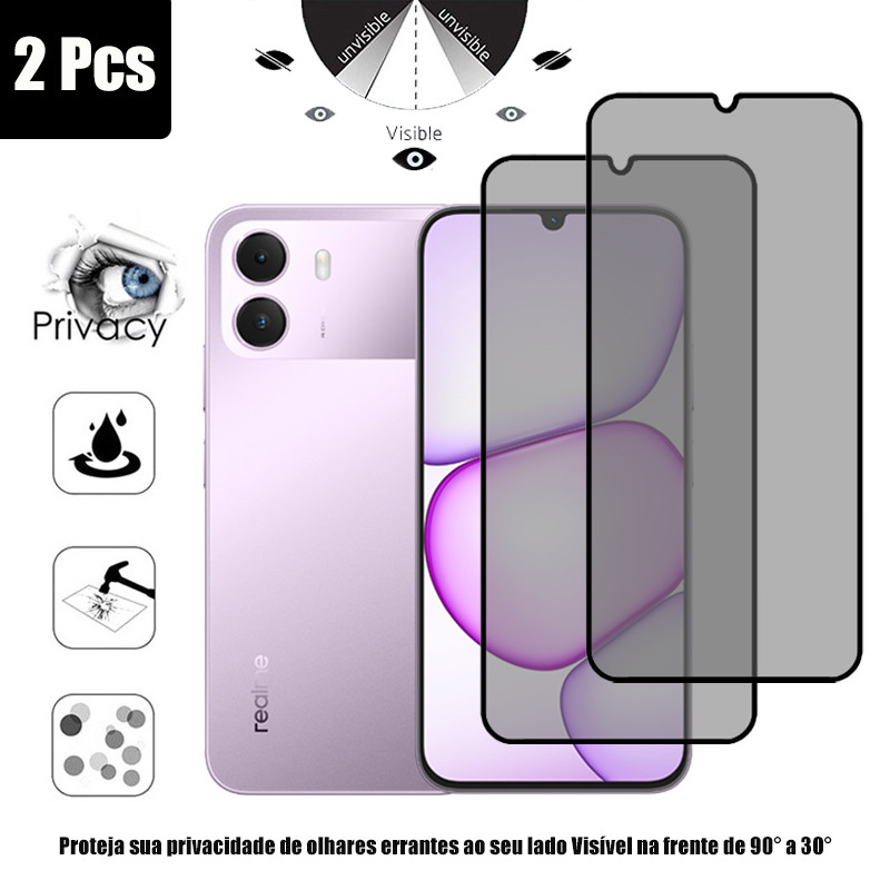 1-2 Pcs Protetor De Tela De Privacidade De Vidro Temperado Anti-Espionagem Para Realme P4 Lite 4G Filme Espião