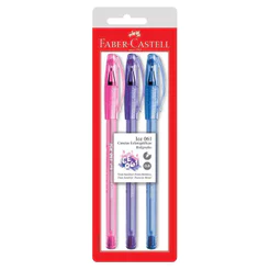 Caneta esferográfica 0.8 Ice 061 Colors AZ/RX/RS com 3 unidades Faber-Castell