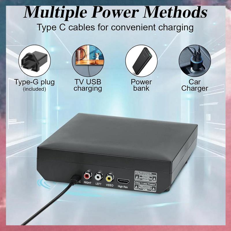 (Rjqx) Mini DVD Player 1080P Full HD USB TV CD Discos VCD EVD MP3 RW Plugue Ue Home Theater Controle Remoto AV-Compatíve