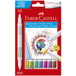 Caneta hidrográfica Contorna e Pinta duas pontas 10 cores 150110DUO/550911 Faber-Castell