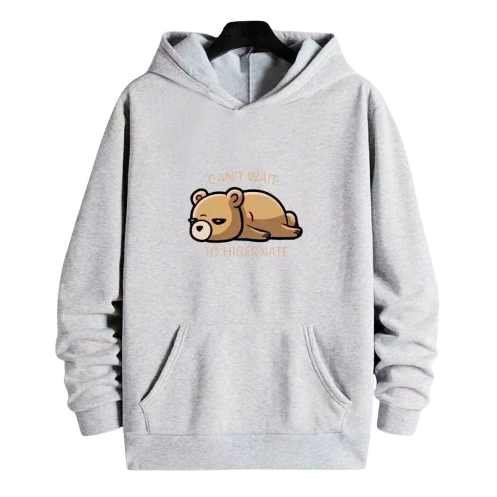 Blusa Moletom Urso Hibernando Estampada com Capuz Estiloso Confortável Premium Alta Qualidade - Envio Imediato