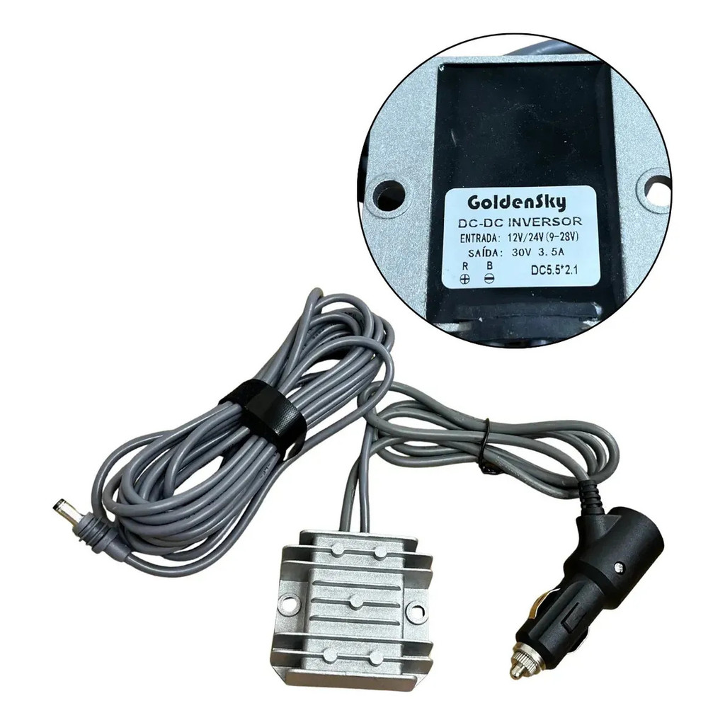 Conversor 30v Starlink Veicular Plugue / Garra Jacaré Dc-dc 12v/24v Cabo 5m