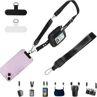 Alça para Telefone Clip and Go com Carteira Antifurto, Cordão para Celular com Alças Transversais, Carteira de Pulso Des