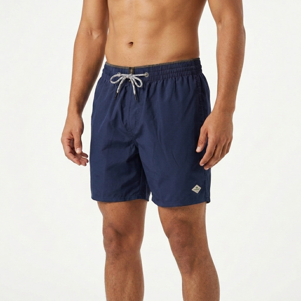 Short Masculino Cós Elástico Cordão Bolsos em Microfibra Elastano Bermuda Praia Casual