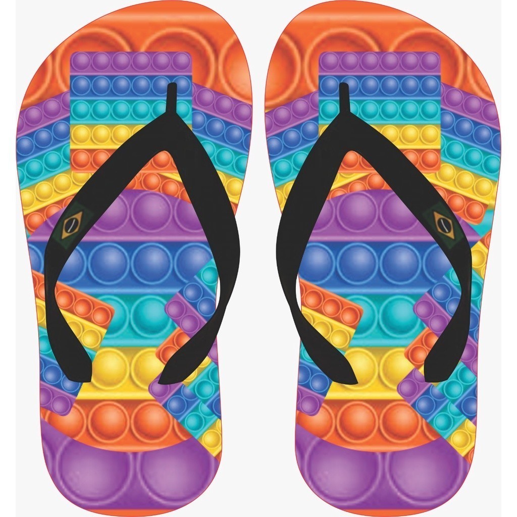 Chinelo de Dedo Pop It Personalizado Adulto e Infantil Masculino e Feminino Lançamento 2022 Unissex Estampado Aproveite 