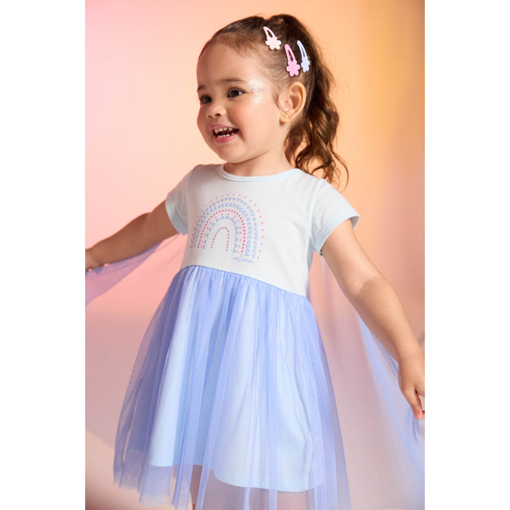 Vestido Infantil Menina Fantasia Com Asas Elian Azul