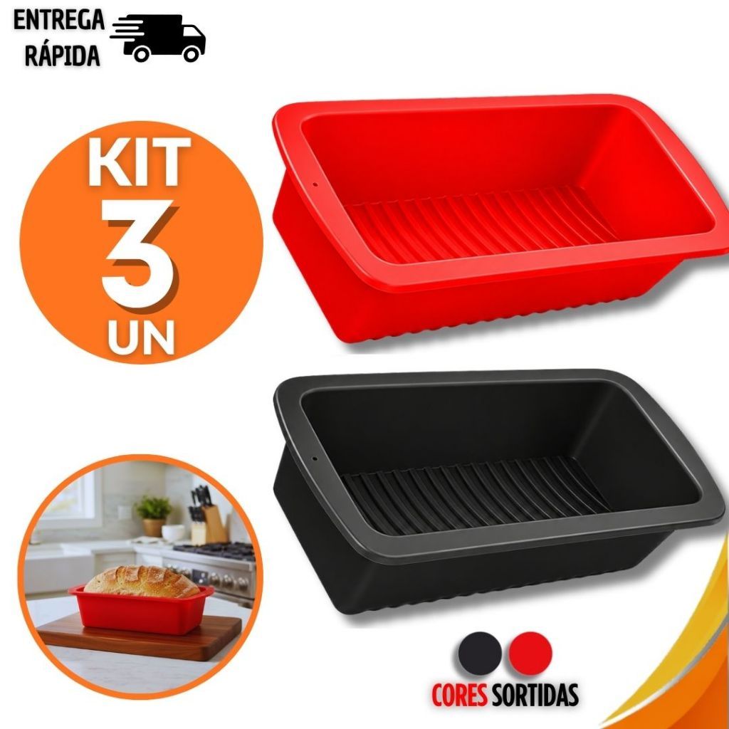Conjunto Forma Pão Bolo Inglês Assadeira Retangula Silicone Antiaderente Utensílios De Cozinha