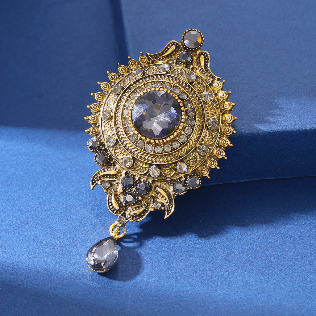 Retro moda palácio estilo vidro gota de água pingente broche na moda elegante senhoras roupas Corsage acessórios pino