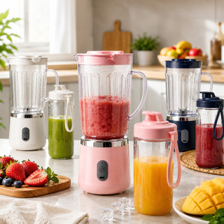 mini liquidificador 2 copos portátil mixer recarregável 6 lâminas batedor sheikeira 40w