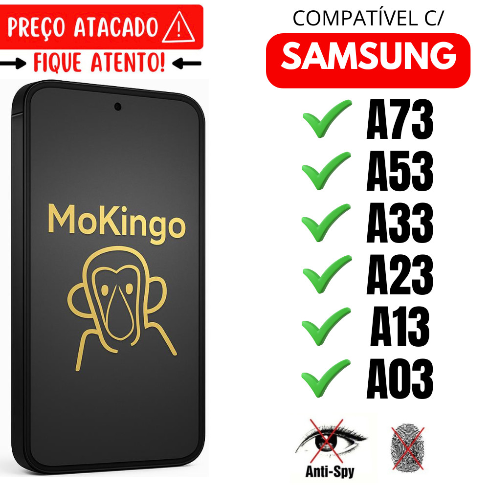 Película Cerâmica Fosca Privacidade 3D P/ Samsung A73 / A53 / A33 / A23 / A13 / A03 Matte AntiSpy Mokingo