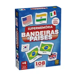 Jogo Supermemória Bandeiras & Paises c/ 108 cartelas Grow - 05236
