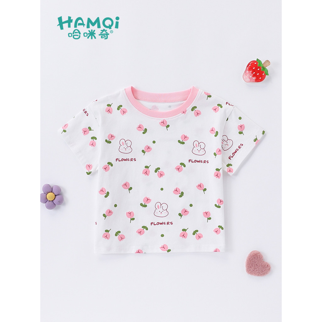 Meninas de manga curta camiseta verão roupas infantis 2026 crianças pequenas dos desenhos animados impresso camisa de fu