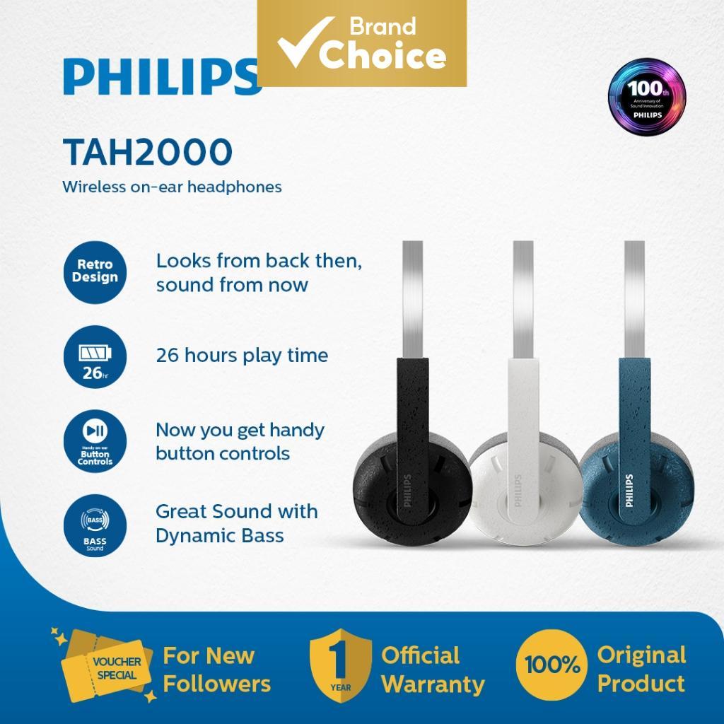 Fones de ouvido PHILIPS TAH2000 Bluetooth 5.4 Sem Fio Design Retrô 80s Conexão Multi-Ponto Fones de Ouvido Substitutos