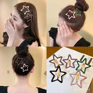 Presilhas Laterais  , Grampo De Cabelo De Metal Pentagonal Estrela BB Em Liga Colorida Y2k