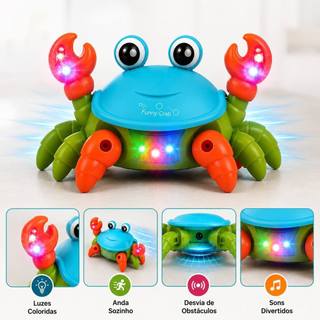 Kit Brinquedo Caranguejo Fujão Musical Som Luz E Movimento