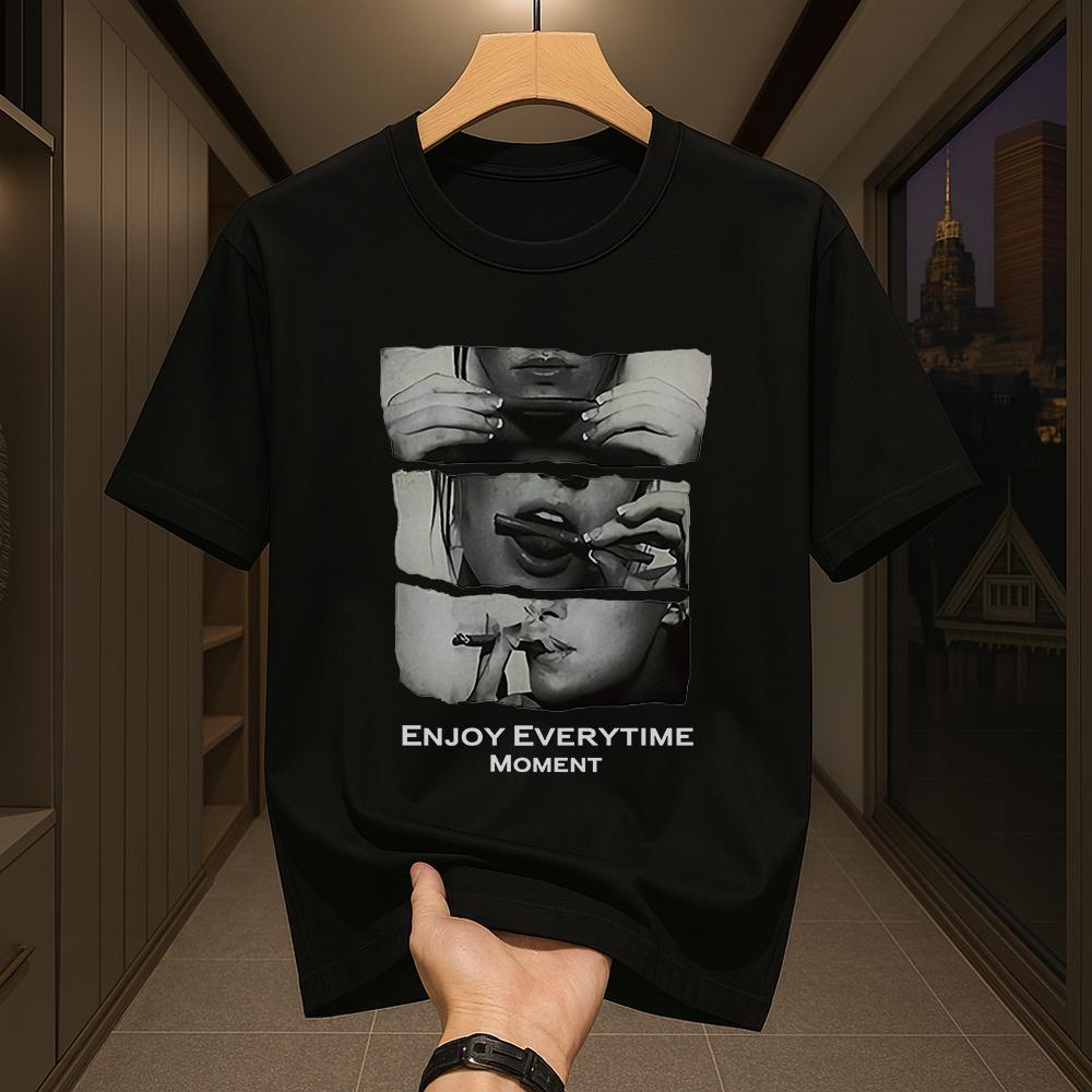 Camiseta  Masculina Casual para Dia a Dia com Estampa Streetwear, Oversized, 100% Algodão, Respirável, Unissex C919