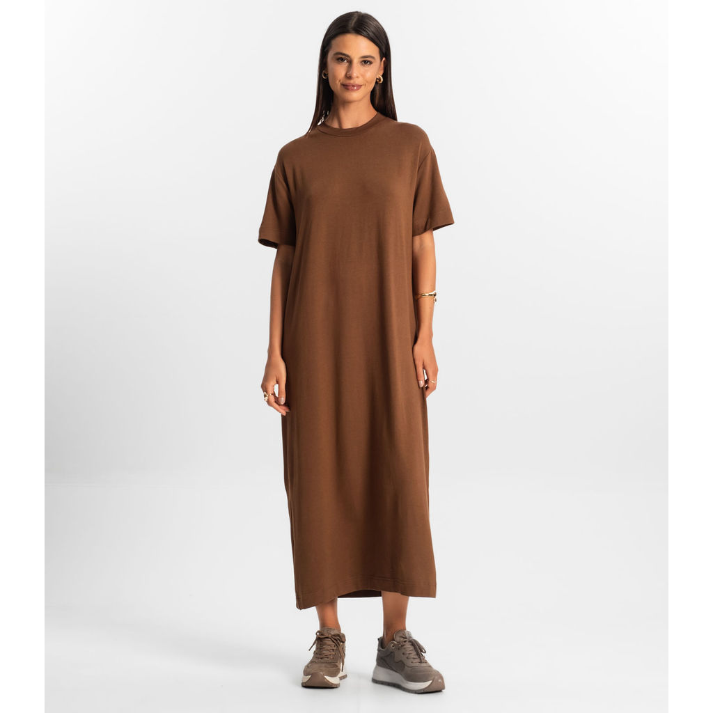 Vestido Midi Feminino Rovitex Marrom